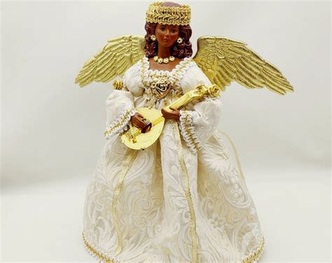 African American Angel Tree Topper Handcrafted With Handpainted ...