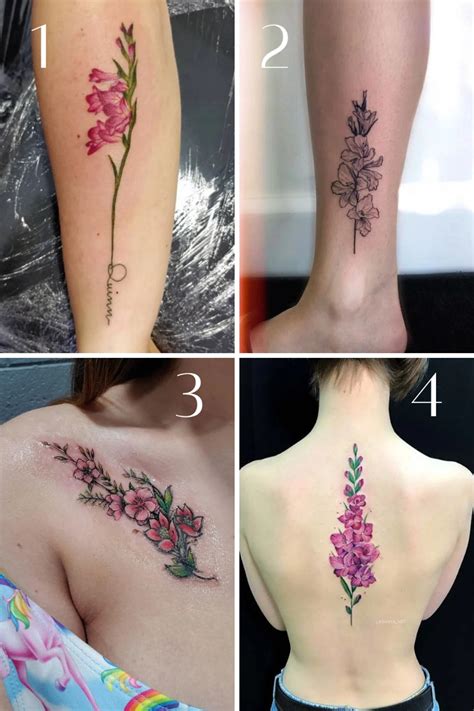 August Birth Flower Tattoos {Poppies + Gladiolus} - TattooGlee Gladiolus Flower Tattoos, Dainty ...