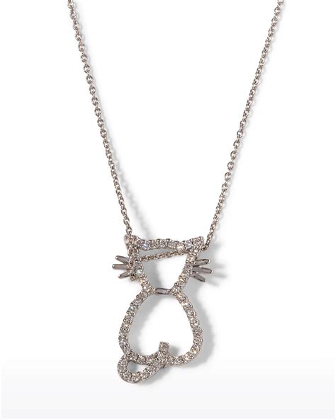 Roberto Coin Pave Diamond Cat Pendant Necklace | Neiman Marcus