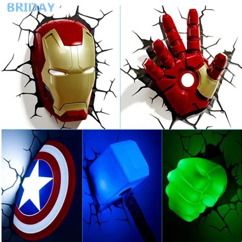 Marvel avengers LED bedside bedroom living room 3D creative wall lamp decorated with light night ...