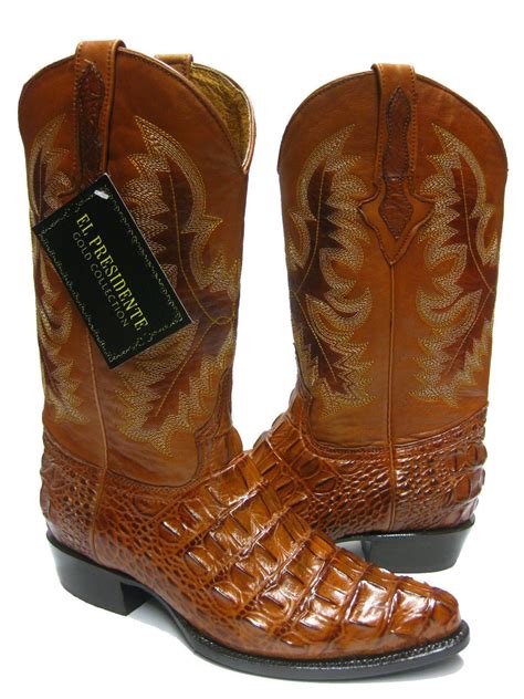 Mens Western Boots Cognac Alligator Back Print Cowboy Boots J Pointed Toe | eBay | Western boots ...