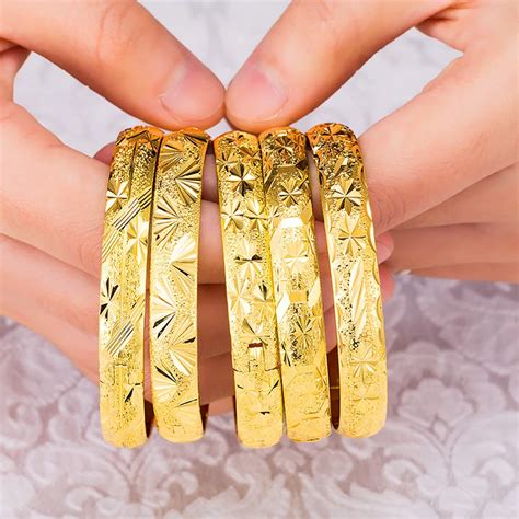 2017 Hot Sale 24K Gold Bracelet luxury Accessories 24K gold Dubai Gold Bangle women wedding ...