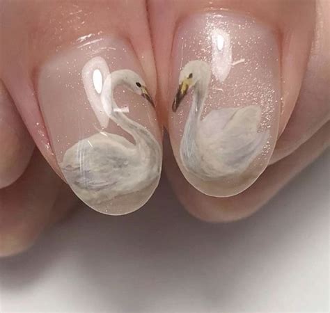 swan nails | Gel nails, Nail designs, Acrylic nails