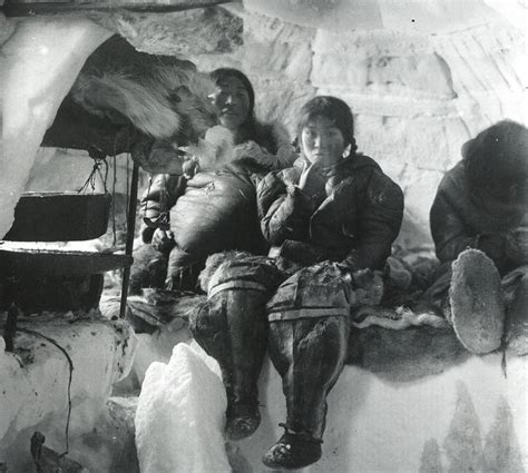 Inside the igloo of an Inuit family on southern King William Island ...