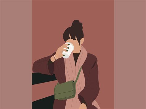 Woman drinking coffee by Justyna Przybył on Dribbble