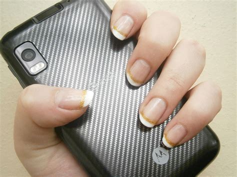 French Manicure with gold stripe by besweetxo on DeviantArt
