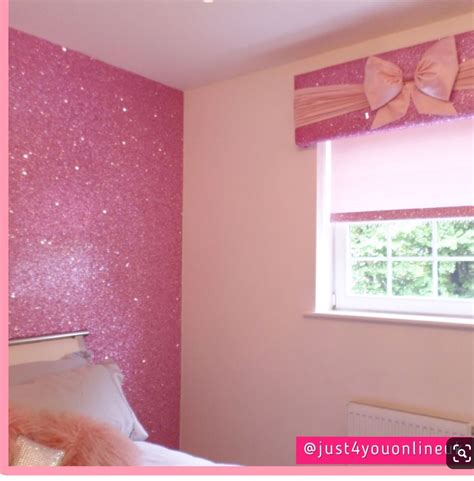 Glitter Wallpaper Bedroom, Girls Bedroom Wallpaper, Wallpaper Living Room, Pink Glitter Paint ...