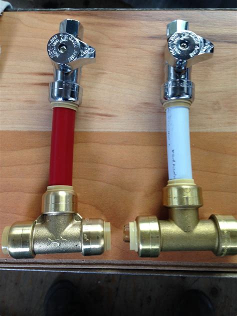 PEX piping with quarter-turn shutoff valves and brass fittings. | Diy plumbing, Pex plumbing ...