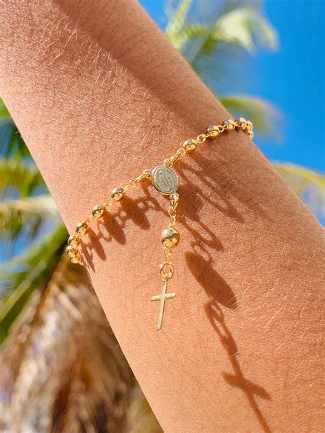 Dainty Rosary Cross Bracelet,gold Rosary Bracelet,cross Bracelet,rosary ...