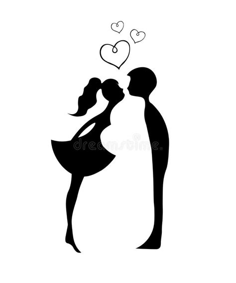 Kissing Couple of Young Lovers . Romantic Couple Silhouette. Lovers ...