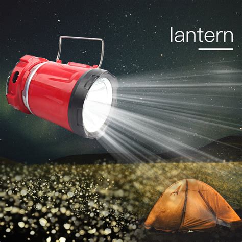 Portable LED Camping Lantern Light Solar Powered Collapsible Flashlights Rechargeable Hand Lamp ...