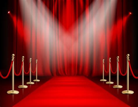 Free Vector | Awards show red carpet path with golden barrier illustration