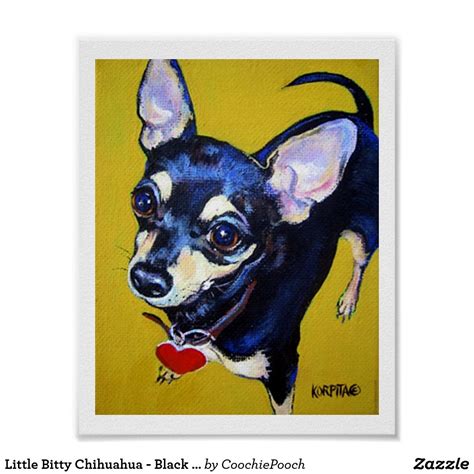 Little Bitty Chihuahua - Black and Tan Chihuahua Poster | Zazzle.com | Chihuahua art, Black ...
