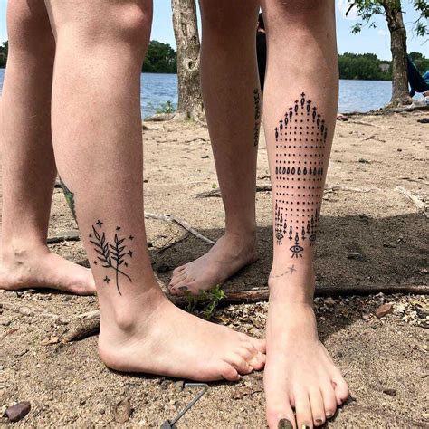 Cool tattoos on shin and calf - Tattoogrid.net