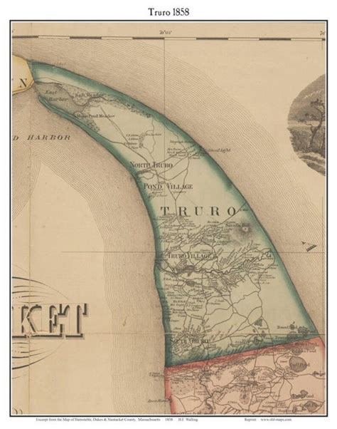 Truro, Massachusetts 1858 Old Town Map Custom Print Barnstable Co ...