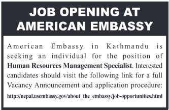 American Embassy Job Vacancy - Nepal | Cool Jobs Gulf