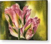 Pink Tulips With Yellow Painting by Alfred Ng - Fine Art America