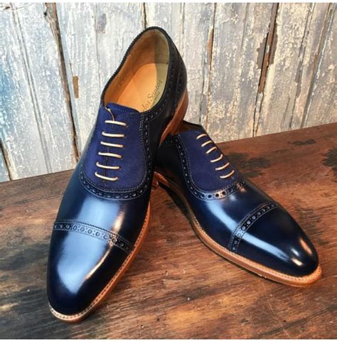 Handmade Men Navy Blue Leather Dress Shoes, Formal Men | RebelsMarket