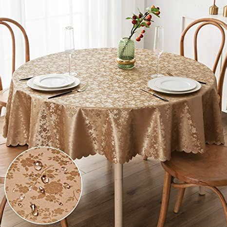 smiry Waterproof Vinyl Tablecloth, Round Heavy Duty Table Cloth, Wipeable Table Cover for ...