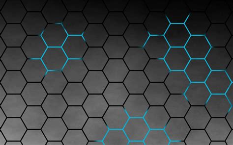 Download Cool Gray And Neon Blue Hexagons Wallpaper | Wallpapers.com