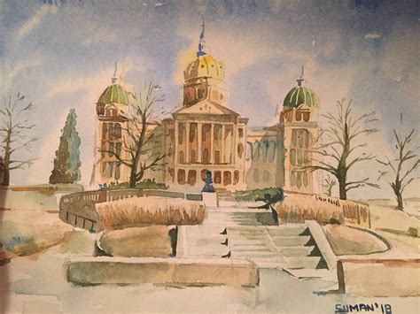 Iowa State Capital, watercolor, 8”x12” : r/Art