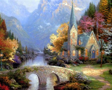 Thomas Kinkade-Mountain Chapel cross stitch pattern