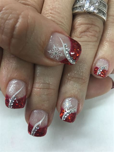 Christmas Nails Snowflake Red Art Designs