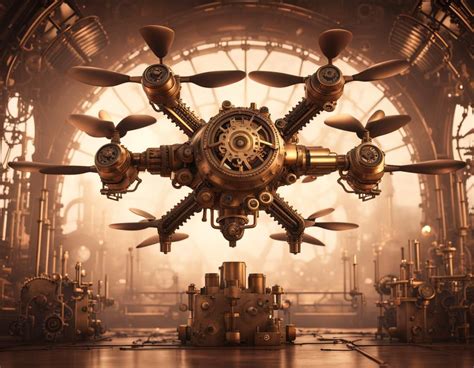 Steampunk mechanical drone, crafted from gears and bronze plates. - AI Generated Artwork ...