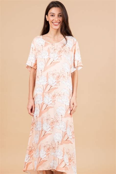 Ladies Light Peach Floral Dress