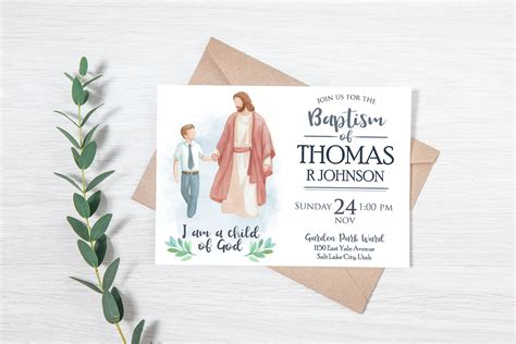 Baptism Invitation Boy Design DIGITAL Files | Etsy UK | Baptism invitations girl, Lds baptism ...