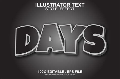 Premium Vector | Days text effect editable