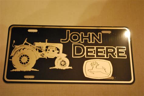 John Deere with tractor Chrome on Black License Plate | Etsy