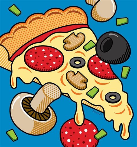 Pop Art Digital Art - Pizza On Blue by Ron Magnes | Pop art food, Pizza ...