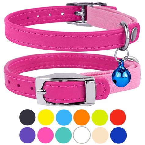 Leather Cat Collar Breakaway Safety Collars Elastic Strap for X Small ...