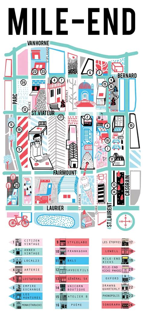 Mile-End Shopping Map | Mile end, Montreal, Map