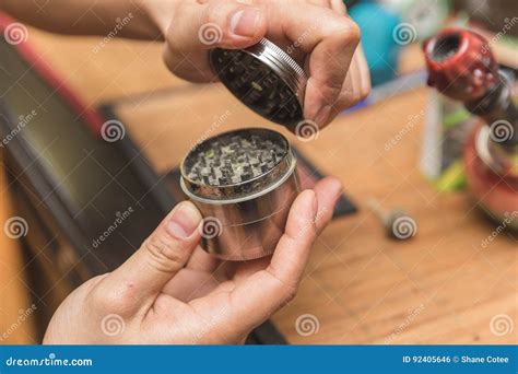 Opening Metal Cannabis Grinder Stock Photo - Image of drugs, drug: 92405646