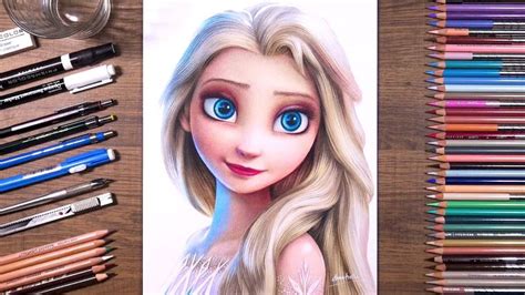 Drawing Frozen 2 - Elsa | drawholic - YouTube | Drawings, Disney colors, Color pencil art