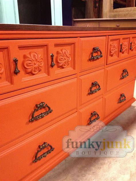 Elements at Funky Junk Boutique | Orange painted furniture, Painting ...