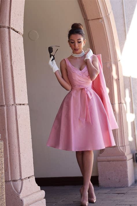 Week 7: Breakfast at Tiffany's. Audrey Hepburn's Pink Look — Pastiche.today | Vintage dresses ...