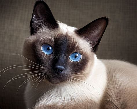 Mesmerizing Siamese Cat with Blue Eyes Stock Illustration ...