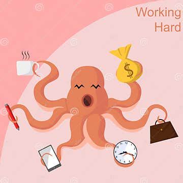 Octopus Worker stock vector. Illustration of cartoon - 60764207