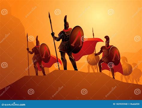 Three Hundred Spartans at the Battle of Thermopylae Stock Vector - Illustration of bravery ...