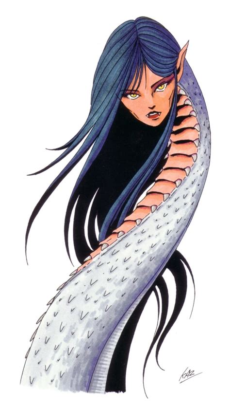 A monster depicted as being half snake, half woman. Her parentage is ...