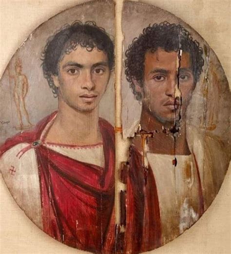 Portrait of two brothers; from Roman-Egypt, (1st Century AD) discovered at Hawara - Fayum. Now ...