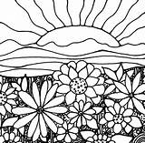 Sunset Landscape Coloring Page  Free Printable Pages For Kids sketch template
