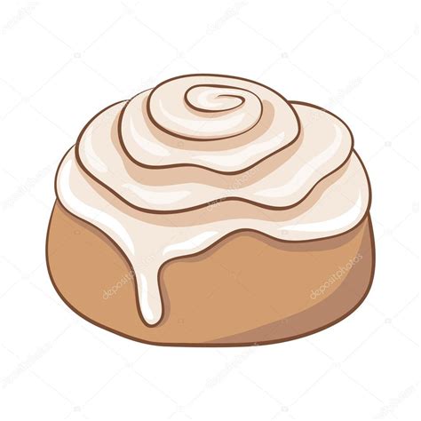 Freshly baked cinnamon roll with sweet frosting. Stock Vector by ...