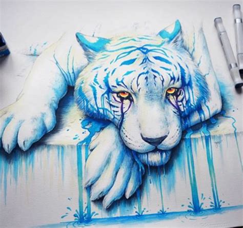 Mind Blowing Artworks by German Artist... - Architecture & Design | Tiger painting, Blue tigers, Art