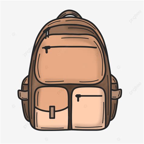 Brown Khaki School Bag Cartoon Illustration, Brown, Beige, Bag PNG ...