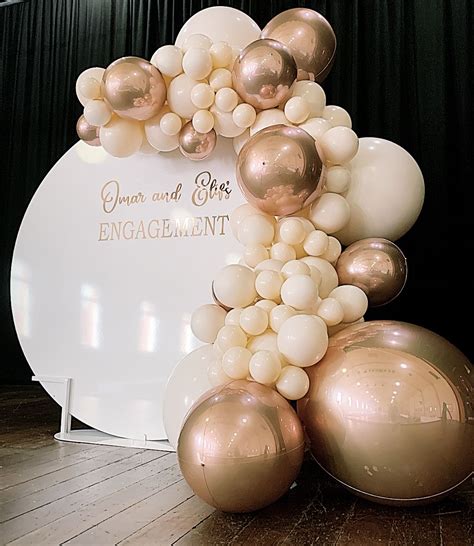 Blush and rose gold engagement balloon garland | Engagement balloons, Wedding balloons, Balloon ...