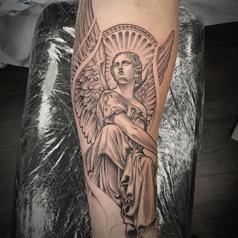 #tattoo #angel #statue #forearm #mattroetattoo Holy Tattoos, Forarm Tattoos, Forearm Sleeve ...